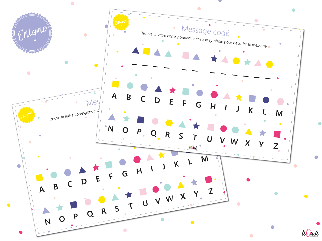 énigme de message codé avec des symboles pour remplacer les lettres