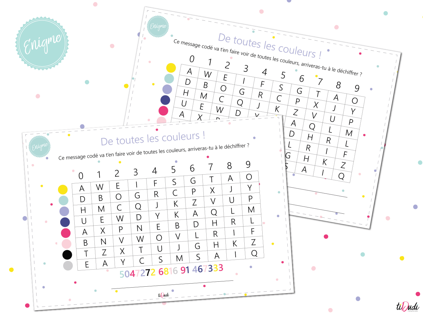 énigme de cryptage avec des couleurs